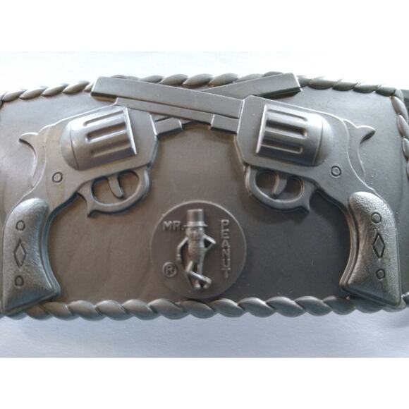 Mr Peanut Hard Plastic Belt Buckle Cowboy Embossed Western Planters Peanuts 1960 - Picture 5 of 7